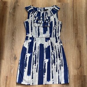 Banana Republic Navy and White Patterned Dress Size 8